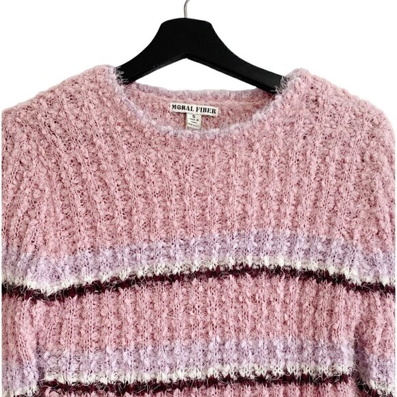 NWT MORAL FIBER Pink Striped Sweater, Size S - Picture 2 of 7